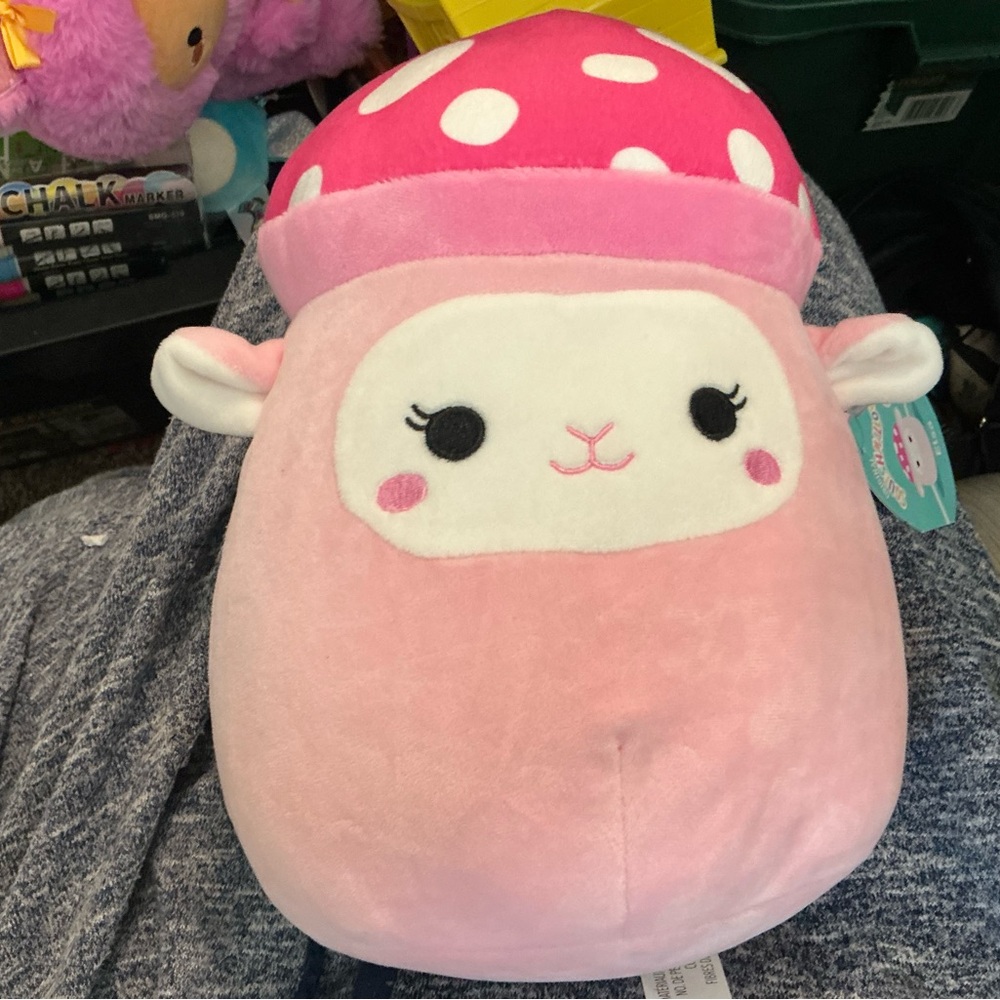 Squishmallows Plush–Mushroom/ Pink Sheep Plush-Cuddly Stuffed Toy (Tag Attached)
